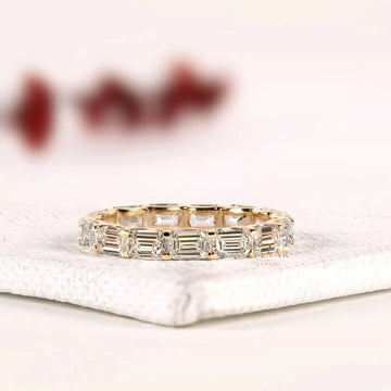 Emerald Cut Lab Diamond Eternity Wedding Bands