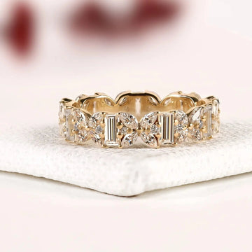 Baguette and Marquise Lab Diamond Floral Infinity Band