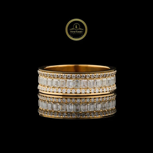 Emerald Cut Moissanite Diamond Eternity Wedding Band with Side Stones