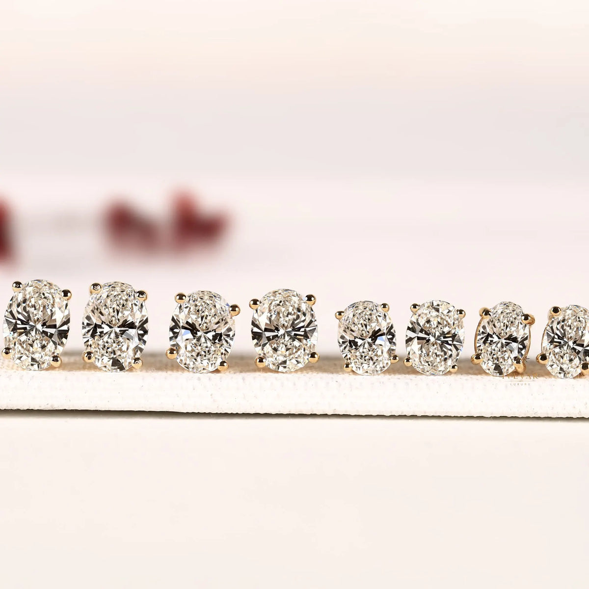 Moissanite Oval Cut Diamond Solitaire Setting Stud Earring - View 2