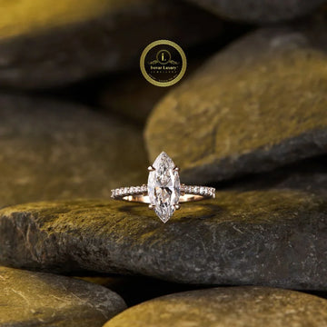 Marquise Cut Lab Diamond Pave Promise Ring