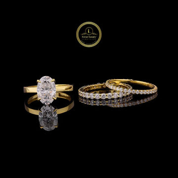 Oval Cut Moissanite Diamond Bridal Ring Set With Full Eternity Band
