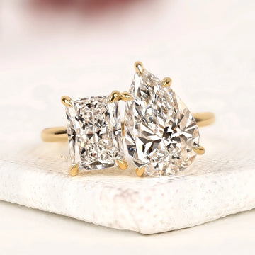 Pear And Radiant Cut Lab Diamond Toi et Moi Ring