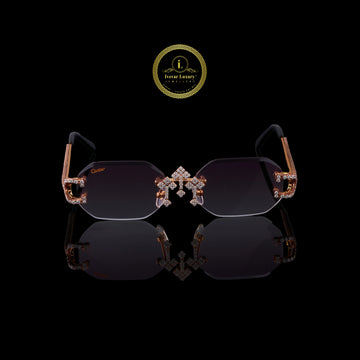 Designer Custom Diamond Sunglasses Gold Frame Statement Style