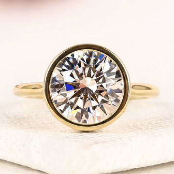 Round Cut Lab Diamond Bezel Set Solitaire Ring