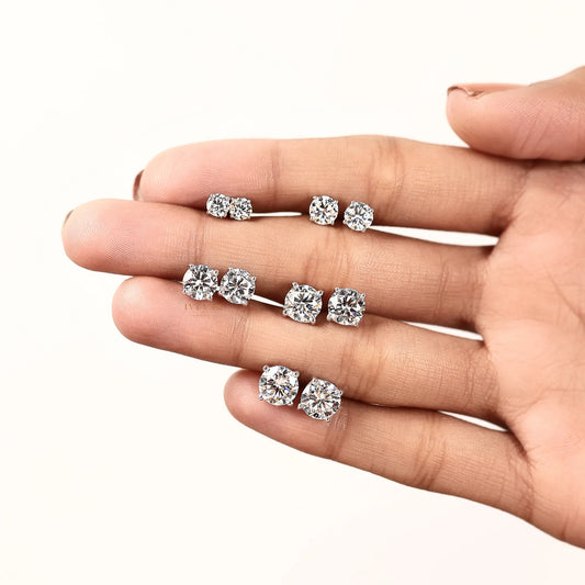 Round Lab Grown Diamond Solitaire Stud Earrings