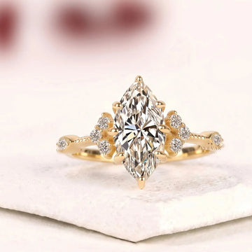 Marquise Cut Lab Diamond Wedding Engagement Ring