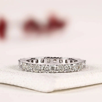 Round Cut Lab Diamond Full Eternity Wedding Band