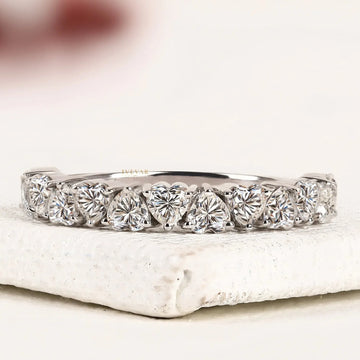 Heart Cut Lab Diamond Half Eternity Wedding Band