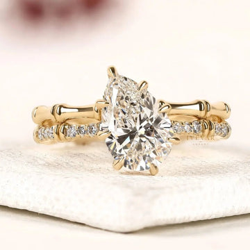 Pear Cut Cathedral Pave Lab Bridal Set Ring