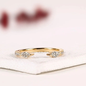 Open Gap Marquise & Round Moissanite Diamond Wedding Band