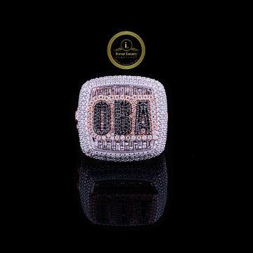 OBA Royal Heritage Ring Crafted in White and Rose Gold with Moissanite Diamonds