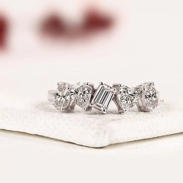 Seven Mix Shape Lab Diamond Wedding Stacking Band