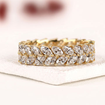 Marquise Cut Lab Diamond Full Eternity Wedding Band