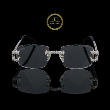 Custom Pear Diamond Sunglasses Luxury Rimless Designer Eye wear