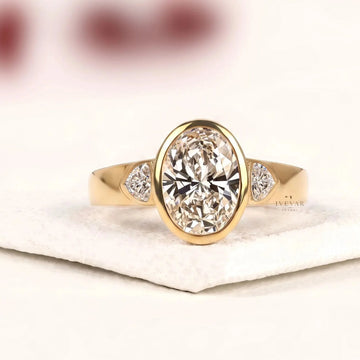 Bezel Set Oval Cut Lab Diamond Engagement Ring