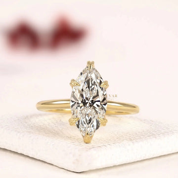 Marquise Cut Moissanite Solitaire Setting Engagement Ring