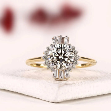 Halo Frame Round Cut Lab Diamond Engagement Ring