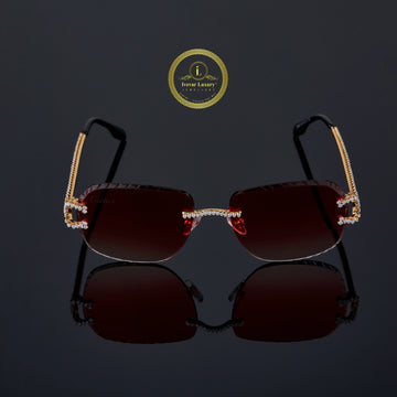 Custom Diamond Sunglasses Luxury Gold Frame Rimless Designer Eye wear