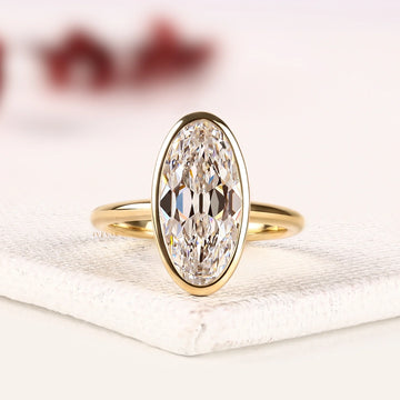 Oval Cut Bezel Set Moissanite Diamond Solitaire Engagement Ring