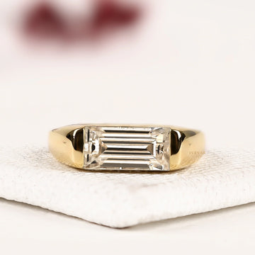 Baguette Cut Lab Solitaire Diamond engagement ring