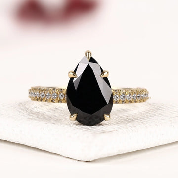 Black Pear Cut Lab Diamond Ring Crafted For Timeless Luxury Ring