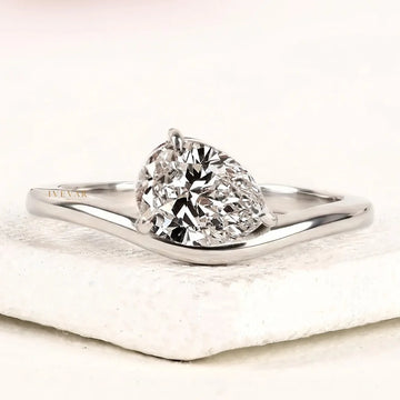 Pear Cut Lab Diamond Solitaire Engagement Ring
