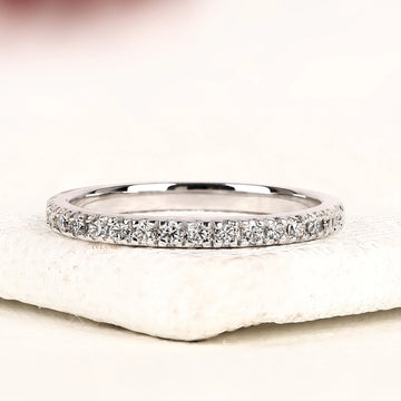 Round Cut Lab Diamond Half Eternity Wedding Band