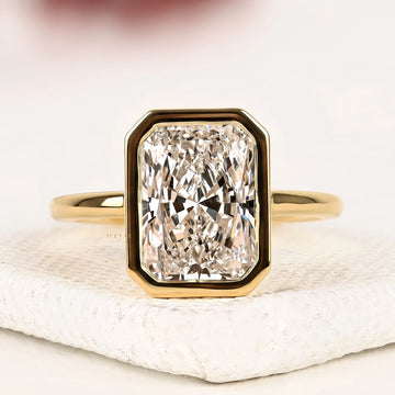 Radiant Cut Moissanite Diamond Bezel Solitaire Ring