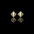 Architectural Geometric Lab Round Diamond Frame Stud Earrings with Floating Accents