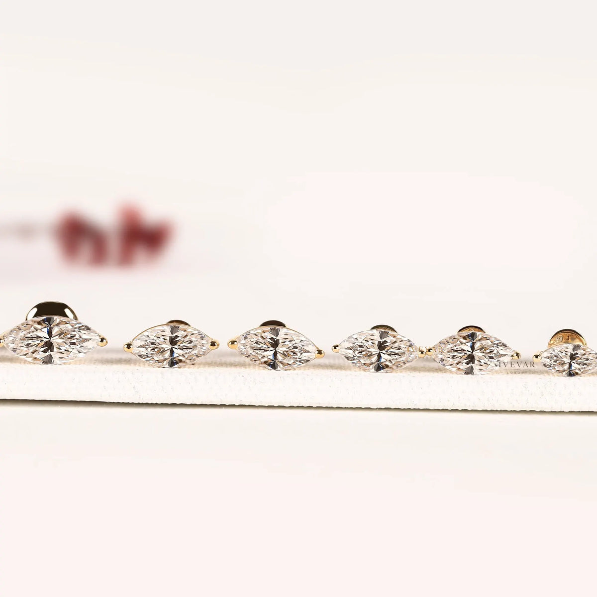 Marquise Cut Lab Grown Diamond Classic Solitaire Stud Earring - View 2