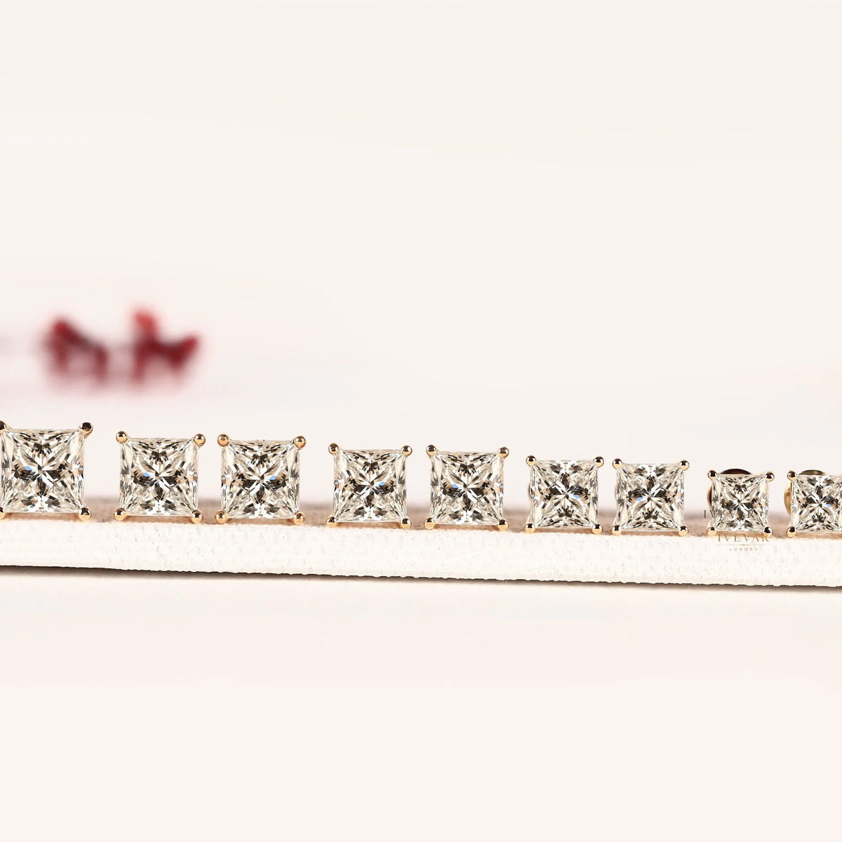 Princess Cut Lab Diamond Stud Earrings For Her - View 2