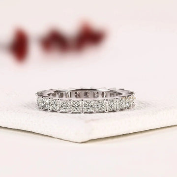 Princess Cut Moissanite Diamond Full Eternity Wedding Band