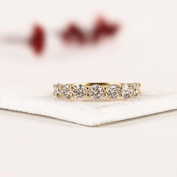 Round Cut Lab Diamond Half Eternity Promise Band