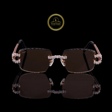 Royale Diamond Pear Cut Rimless Sunglasses Elite Luxury Eyewear Collection