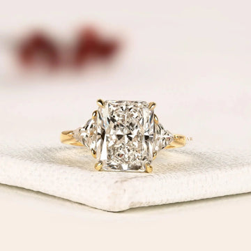 Radiant Cut Moissanite Diamond Three Stone Engagement Ring