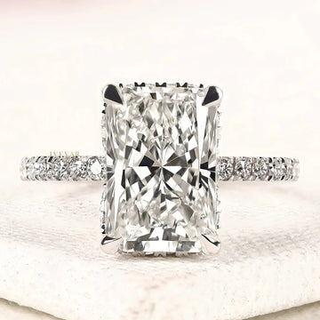 Radiant Cut Lab Diamond Hidden Halo Engagement Ring