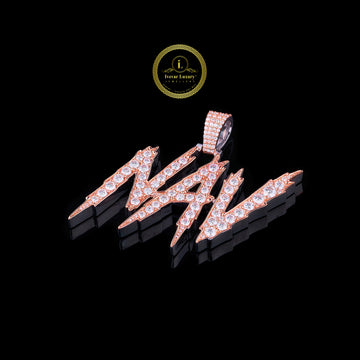 NAV Letter Name In Two Tone with Moissanite Diamond by Ivevar.