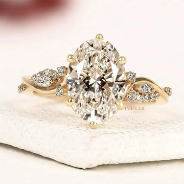 Nature Inspire Oval Cut Moissanite Engagement Ring