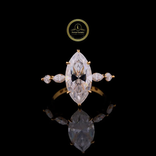 Marquise Cut Lab Diamond Five Stone Engagement Ring