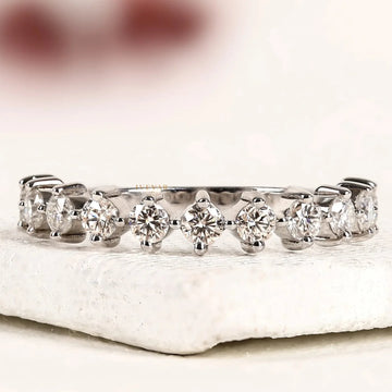 Round Cut Moissanite Diamond Half Eternity Band