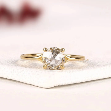 Rose Cut Moissanite Diamond Delicate Engagement Ring
