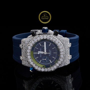 Ivevar Arctic Blaze Lab Grown Diamond Diver with Midnight Blue Strap