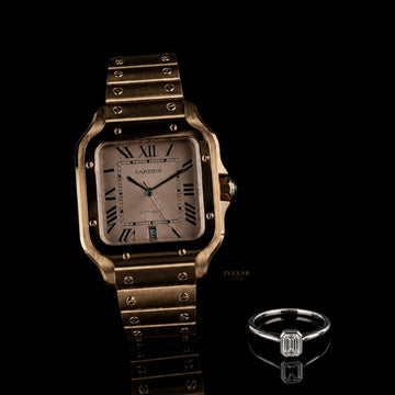 Elite Sport Collection Performance Watch Emerald Cut Diamond Solitaire Ring Gift Set By Ivevar