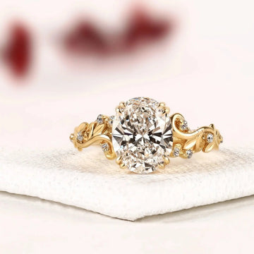 Oval Cut Lab Diamond Nature Inspire Engagement Ring