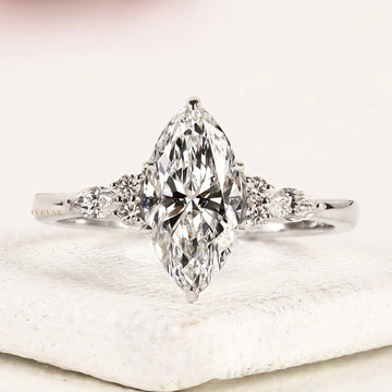 Marquise Cut Lab Diamond Engagement Ring