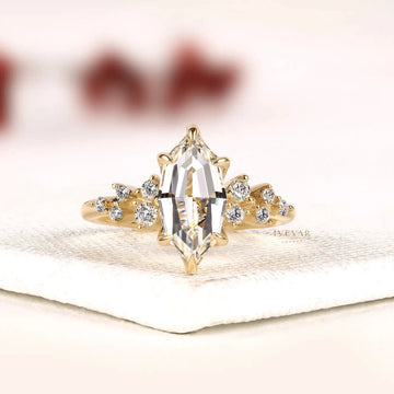 Marquise Cut Cluster Side Stone Moissanite Diamond Engagement Ring