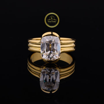 Elongated Cushion Bezel Solitaire Moissanite Diamond Ring