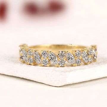 Marquise with Round Lab Diamond Stacking Band