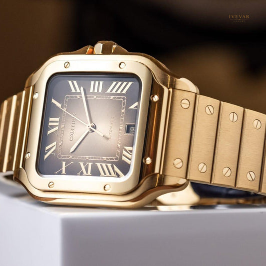 Executive Gold Square Dial And Crystal Watch Pair Collection By Ivevar